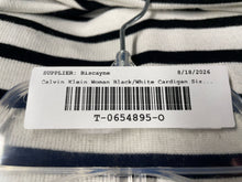 Load image into Gallery viewer, Calvin Klein Womens Black White Striped Knit Open Front Cardigan Sweater Size XL