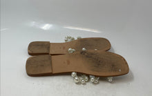 Load image into Gallery viewer, Zara Womens Beige White Pearl Embellished Open Toe Slip-On Slide Sandals Size 40