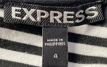 Load image into Gallery viewer, Express Womens Black White Striped Scoop Neck Back Zip Bodycon Dress Size 4