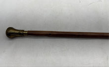 Load image into Gallery viewer, Brown Classic Wooden Finish Walking Cane With Brass-Tone Handle Collectible
