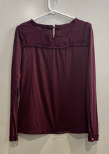 Load image into Gallery viewer, Zara W&B Collection Womens Burgundy Long Sleeve Round Neck Blouse Top Size M