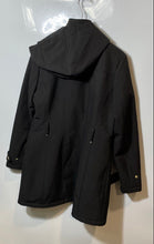 Load image into Gallery viewer, Michael Kors Womens Black Hooded Snap Front Full-Zip Rain Coat Size Medium