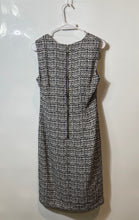 Load image into Gallery viewer, Calvin Klein Womens White Black Printed Sleeveless Back Zip Sheath Dress Size 6