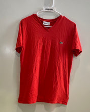 Load image into Gallery viewer, Lacoste Mens Red Cotton Short Sleeve V-Neck Regular Fit Pullover T-Shirt Size S