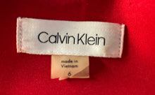 Load image into Gallery viewer, Calvin Klein Womens Red Contrast Trim Flutter Sleeve Back-Zip Sheath Dress Sz 6