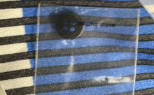 Load image into Gallery viewer, Karl Lagerfeld Womens Blue Printed 3/4 Sleeve Collared Button-Up Shirt Size M