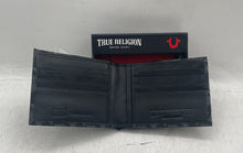 Load image into Gallery viewer, True Religion Mens Black Gray Monogram Card Holder Bi-Fold Wallet With Tags