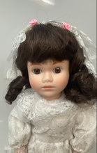 Load image into Gallery viewer, Vintage Black Hair Brown Eyes Collectible Porcelain Girl Doll 15" Tall