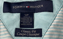 Load image into Gallery viewer, Tommy Hilfiger Mens Turquoise White Striped Cotton Classic Fit Button-Up Shirt S