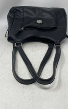 Load image into Gallery viewer, Giani Bernini Womens 4-Poster Black Pebbled Leather Double Handle Tote Handbag
