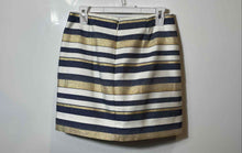 Load image into Gallery viewer, J.Crew Womens Blue White Gold Striped Back Zip Straight & Pencil Skirt Size 0
