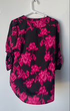 Load image into Gallery viewer, Calvin Klein Womens Red And Black Floral Split-Neck Blouse Top Size XL