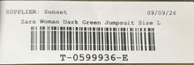 Load image into Gallery viewer, Zara Womens Dark Green Cotton Button-Front One-Piece Jumpsuit Size L With Tag