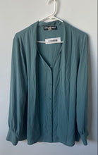 Load image into Gallery viewer, Karl Lagerfeld Womens Green Long Sleeve Button Front Blouse Top Size XL