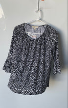 Load image into Gallery viewer, Michael Kors Womens Black White Leopard Print Bell Sleeve Blouse Top Size Small