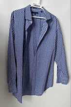 Load image into Gallery viewer, Tommy Hilfiger Mens Blue Gingham Cotton Long Sleeve Collared Dress Shirt Size 17