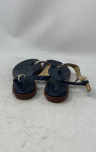 Load image into Gallery viewer, Michael Kors Womens MK Plate Blue Signature Print Flat Thong Sandals Size 8M