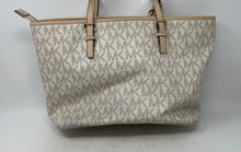 Load image into Gallery viewer, Michael Kors Womens Jet Set White Beige Monogram Double Handle Tote Handbag