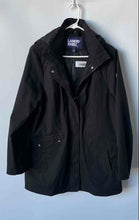 Load image into Gallery viewer, Lands' End Womens Black Long Sleeve Pockets Full-Zip Hooded 3-in-1 Jacket Size L