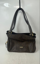 Load image into Gallery viewer, Calvin Klein Womens Brown Monogram Faux Leather Double Handle Shoulder Bag