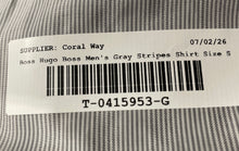 Load image into Gallery viewer, Hugo Boss Mens Gray Striped Spread Collar Long Sleeve Button-Up Shirt Size Small
