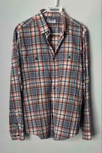 Load image into Gallery viewer, Express Mens Orange And White Plaid Long Sleeve Button-Up Shirt Size Medium