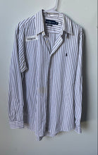 Load image into Gallery viewer, Ralph Lauren Mens White Striped Long Sleeve Custom Fit Button-Up Shirt Size L