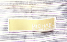 Load image into Gallery viewer, Michael Kors Mens Purple Striped Long Sleeve Dress Shirt Size L 16.5 34/35