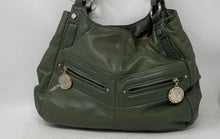 Load image into Gallery viewer, Tignanello Womens Green Leather Double Handle Outer Pockets Lined Shoulder Bag