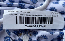 Load image into Gallery viewer, Michael Kors Womens Blue White Printed Blouse Top Size Small