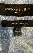 Load image into Gallery viewer, Banana Republic Mens Blue Geometric Cotton Untucked Fit Button-Up Shirt Size M