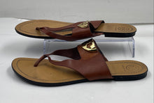Load image into Gallery viewer, Authentic Tory Burch Womens Brown Leather Slip-On Thong Sandals Size 10M Worn