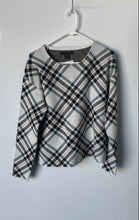 Load image into Gallery viewer, Tahari Womens Black White Plaid Print Long Sleeve Pullover Sweater Size Medium