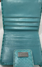 Load image into Gallery viewer, Franco Sarto Womens Green Snake Embossed Multiple Card Holder Bi-Fold Wallet