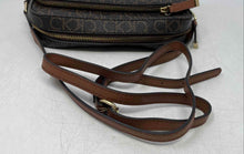 Load image into Gallery viewer, Calvin Klein Womens Brown Monogram Print Faux Leather Zipper Crossbody Purse