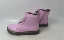 Load image into Gallery viewer, Dr. Martens Girls Zavala Pink Leather Lace-Up Ankle Combat Boots Size 2