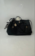 Load image into Gallery viewer, Anne Klein Womens Black Gold-Tone Leather Inner Pockets Shoulder Bag w/ Tags