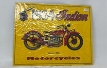 Load image into Gallery viewer, Desperate Sign Co. Yellow 1934 Indian Motorcycle Series 402 Tin Metal Sign