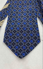 Load image into Gallery viewer, Valentino Cravatte Mens Blue Geometric Print Silk Adjustable Long Designer Tie