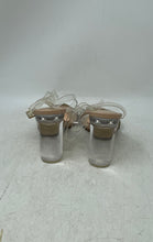 Load image into Gallery viewer, Aldo Womens Beige Clear Open Toe Buckle Block Ankle Strap Heels Size 8.5