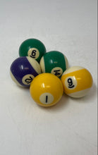 Load image into Gallery viewer, Billiard Pool Ball 5 Pcs Mixed Replacement Solid Stripe Yellow Green Purple