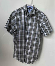 Load image into Gallery viewer, Tommy Hilfiger Mens Gray Plaid Cotton Short Sleeve Button-Up Shirt Size Large
