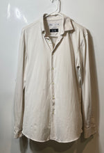 Load image into Gallery viewer, Zara Mens Beige Long Sleeve Spread Collar Slim Fit Button-Up Shirt Size M
