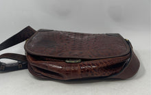 Load image into Gallery viewer, Joan & David Womens Brown Croc-Embossed Leather Pockets Designer Crossbody Bag