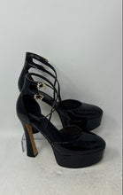Load image into Gallery viewer, Michael Kors Womens Martina Black Ankle Strap Platform Heels Size 7.5M