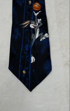 Load image into Gallery viewer, Looney Tunes Mens Blue Black Printed Adjustable Pointed Tie
