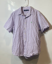 Load image into Gallery viewer, Ralph Lauren Mens Purple White Cotton Short Sleeve Button-Up Shirt Size XL