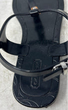 Load image into Gallery viewer, Coach Womens Piccadilly Black T-Strap Buckle Flat Thong Sandals Size 5B
