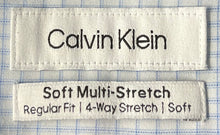 Load image into Gallery viewer, Calvin Klein Mens White Blue Check Long Sleeve Dress Shirt Size XL 17-17.5 32/33