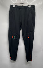 Load image into Gallery viewer, Adidas Womens Black NCAA Miami Hurricanes Tapered Leg Drawstring Sweatpants Sz L